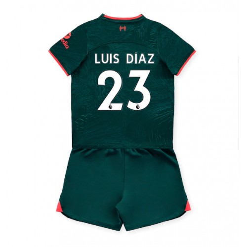 Dres Liverpool Luis Diaz #23 Rezervni za djecu 2022-23 Kratak Rukav (+ kratke hlače)